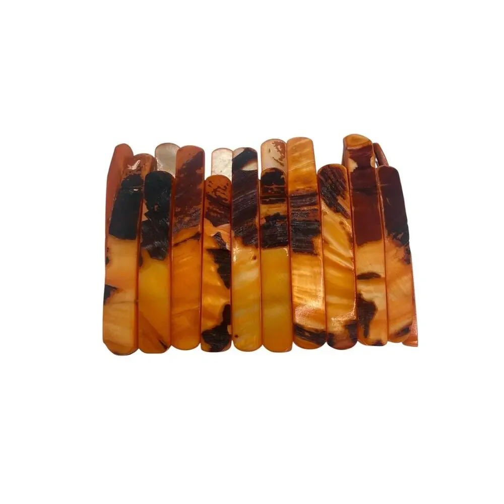 Orange Marbled Stretch Bracelet